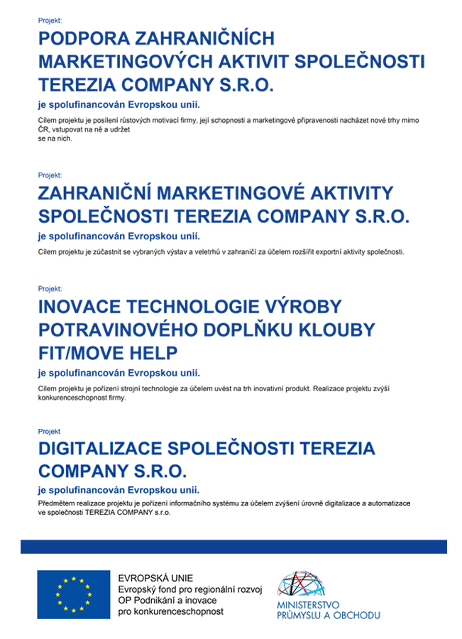 INOVACE TECHNOLOGIE VÝROBY POTRAVINOVÉHO DOPLŇKU KLOUBY FIT/MOVE HELP