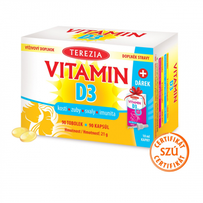Vitamín D3 1000 IU kapsule + DARČEK Vitamín D3 400 IU kvapky