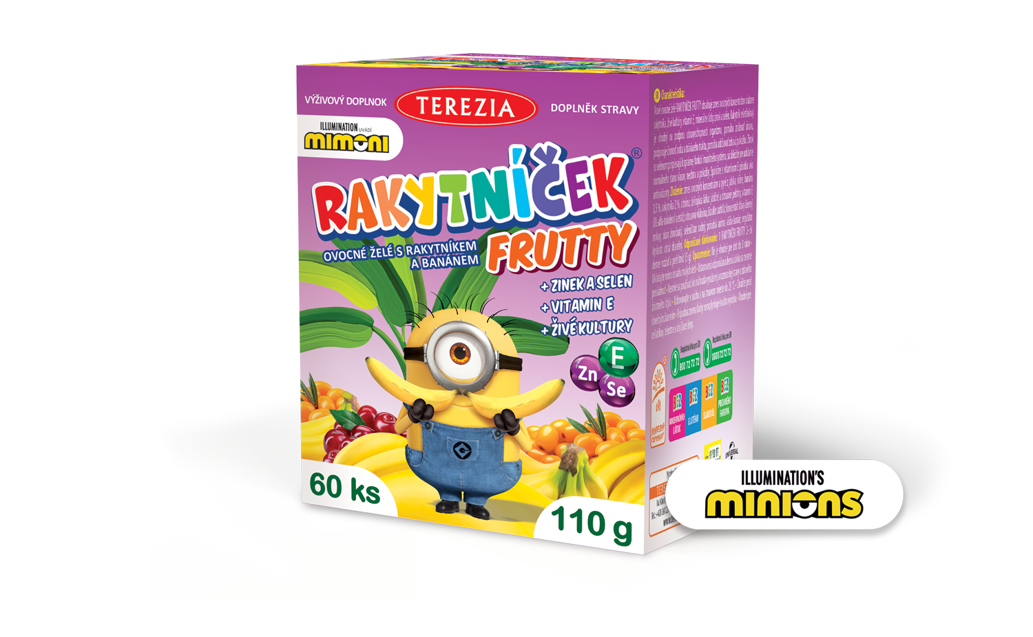 Balenie TEREZIA RAKYTNÍČEK FRUTTY ovocné želé s&nbsp;banánom a&nbsp;rakytníkom Mimoni